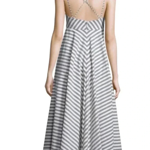 Milly Mitered Trapeze Dress White/Blue Striped Dress Size 8. - Picture 2 of 10